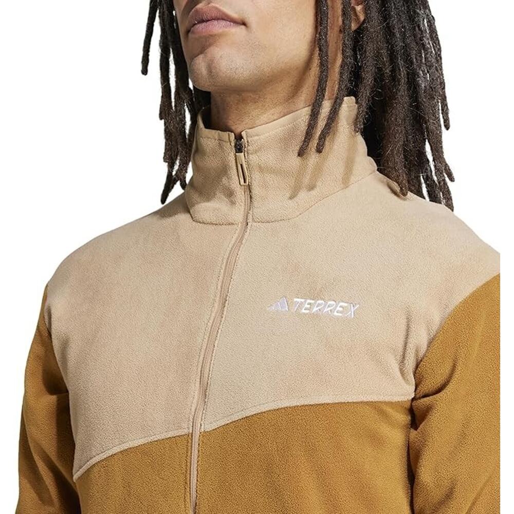 Adidas Terrex Men's Size 2XL Full-Zip Fleece Jacket Tan - Hiking Polarfleece Zip - Picture 3 of 7